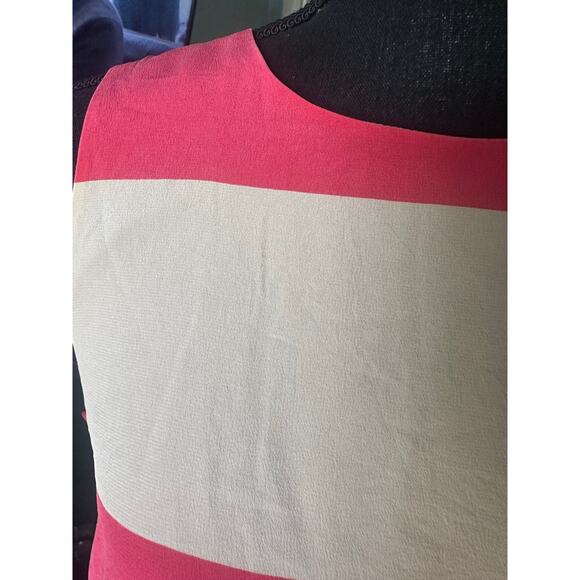 Fossil 100% Silk Pink & White Striped Sleeveless Dress - Picture 2 of 6